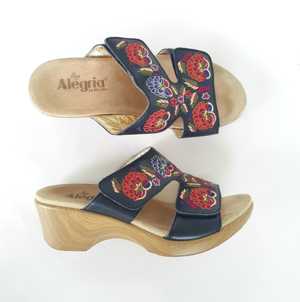 Alegria Linn Sandals Embroidered Platform